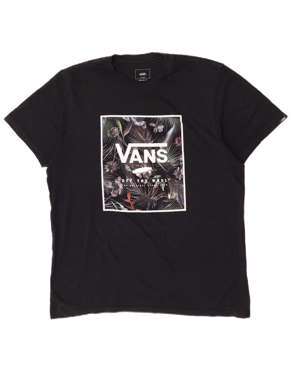 Ανδρικό αντρικό γραφικό μπλουζάκι Vans, τοπ XL, μαύρο βαμβακερό