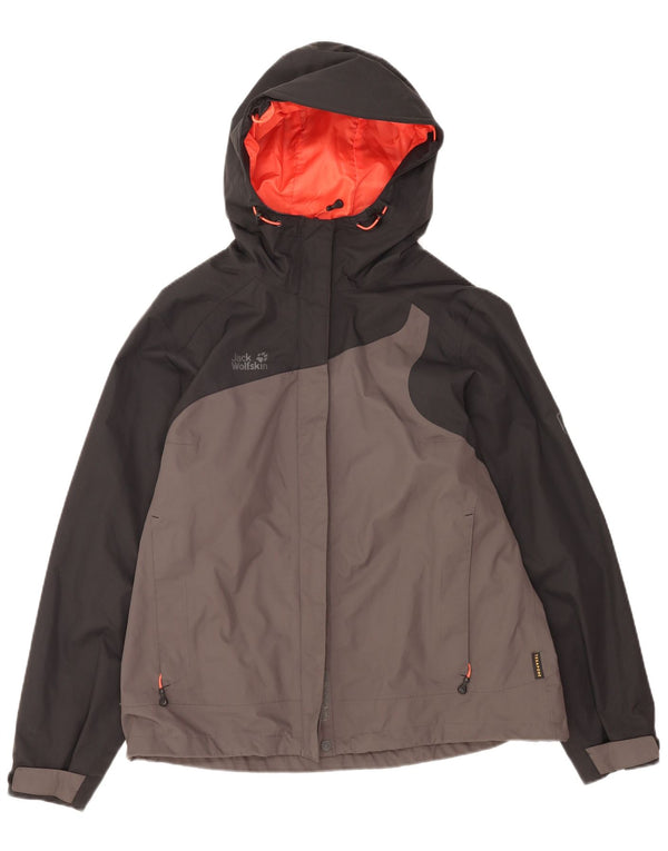 Jack Wolfskin γυναικείο μπουφάν βροχής με κουκούλα UK 18/20 XL Grey Colourblock