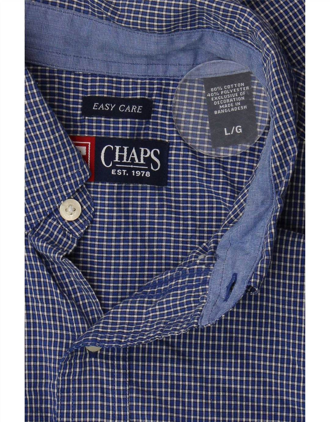 Chaps Ανδρικό πουκάμισο Easy Care Large Blue Check Cotton