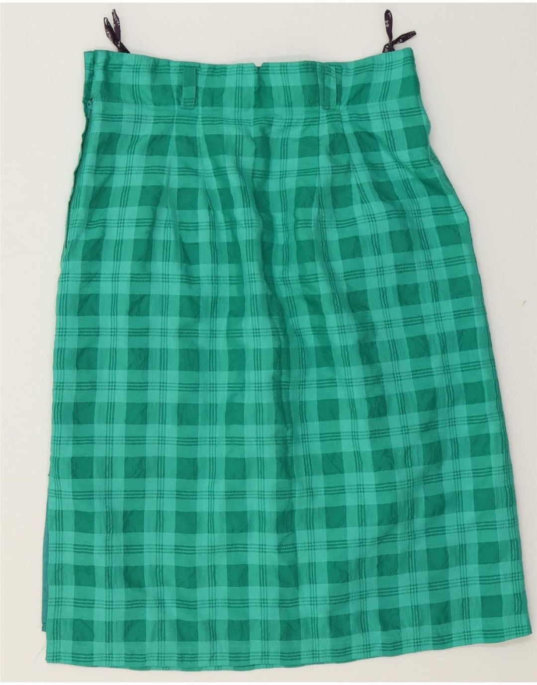 YESSICA Womens A-Line Skirt IT 44 Medium W30  Green Check Polyester Vintage Yessica and Second-Hand Yessica from Messina Hembry 