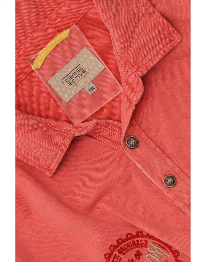 Camel Active Ανδρικό Γραφικό Πόλο Μπλουζάκι 2XL Ροζ