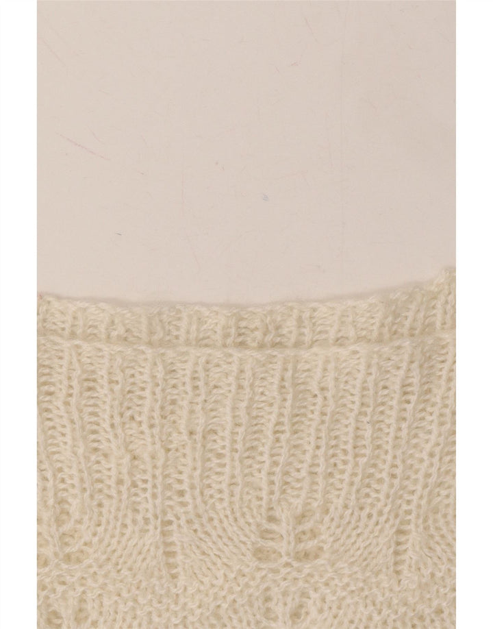 VINTAGE Womens Boat Neck Jumper Sweater UK 14 Medium White Vintage Vintage and Second-Hand Vintage from Messina Hembry 