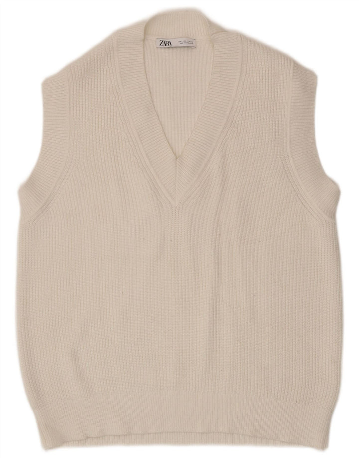 Zara Γυναικείο Γιλέκο Tank Top UK 16 Large White Viscose