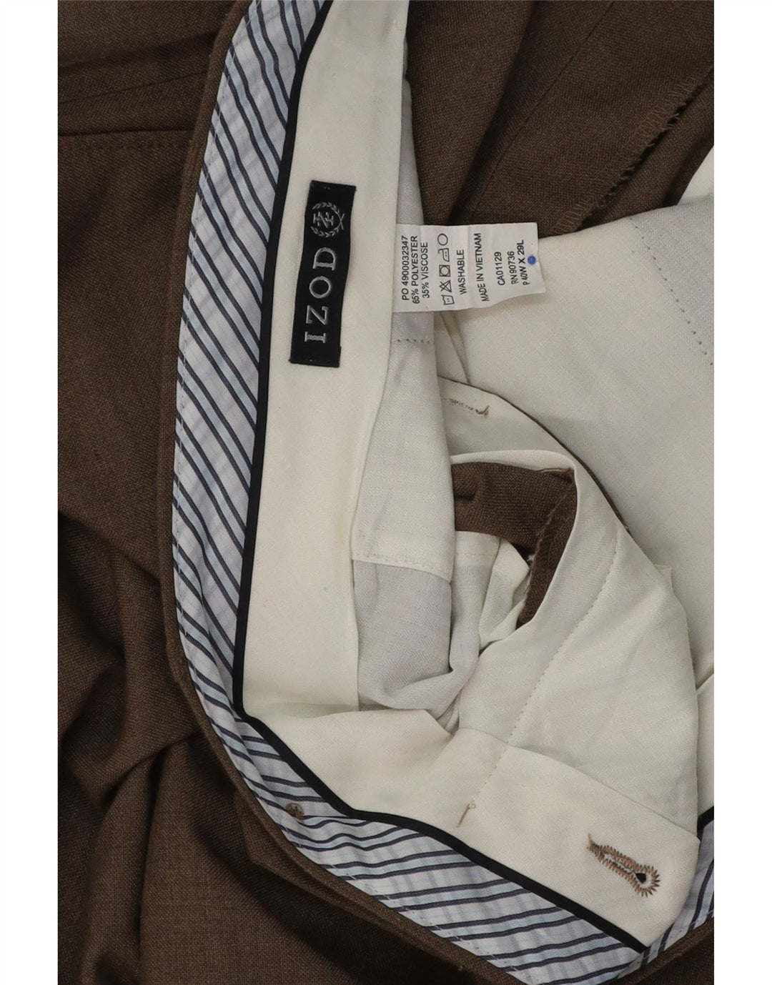 Izod Ανδρικό ίσιο παντελόνι W40 L29 Καφέ Πολυεστέρας