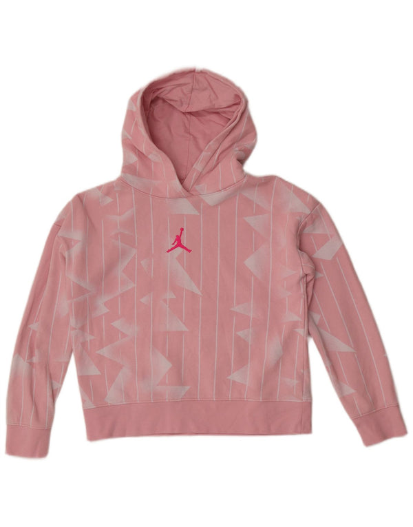Jordan Girls Hoodie Jumper 12-13 ετών Μεγάλο Ροζ Γεωμετρικό Βαμβάκι