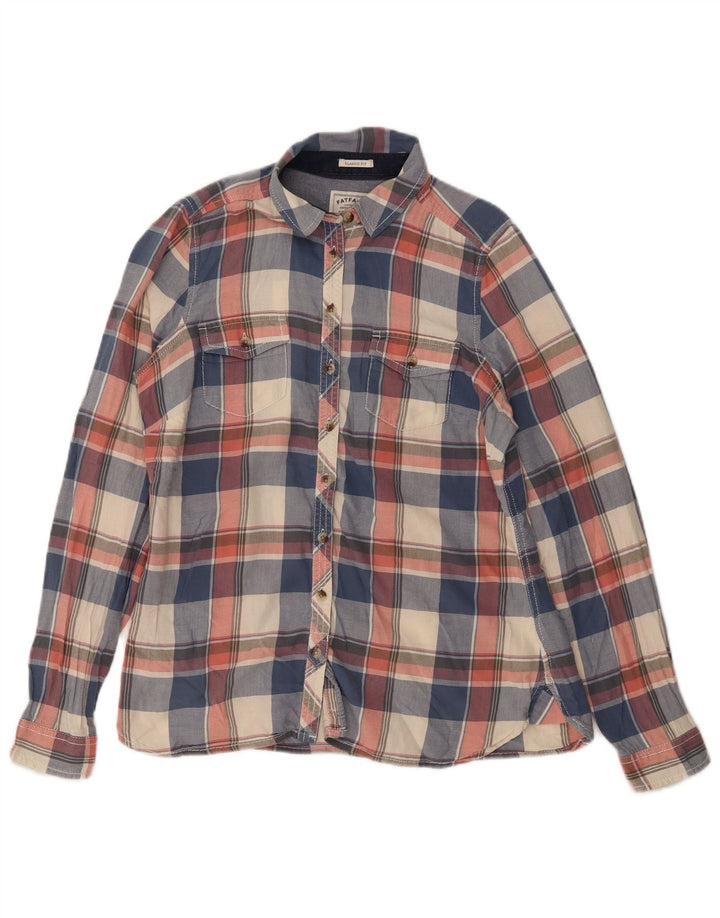 Fat Face Γυναικείο Classic Fit Flannel πουκάμισο UK 12 Medium Navy Blue Check