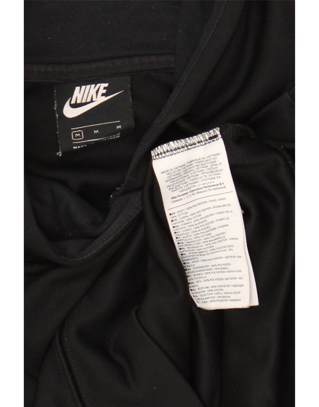 Nike Graphic Hoodie Jumper UK 14 Medium Black Polyester