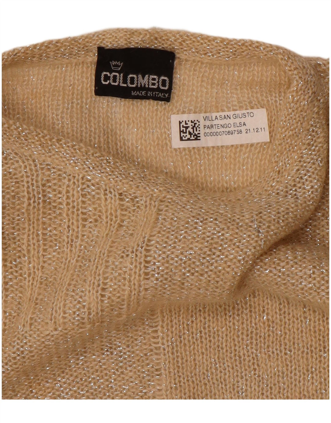 Colombo Γυναικείο πουλόβερ με λαιμόκαυστο UK 12 Medium Beige γεωμετρικό