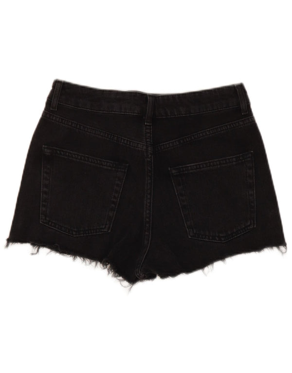 Topshop Γυναικείο μαμά ψηλόμεσο τζιν σορτς UK 8 Small W25 μαύρο βαμβακερό