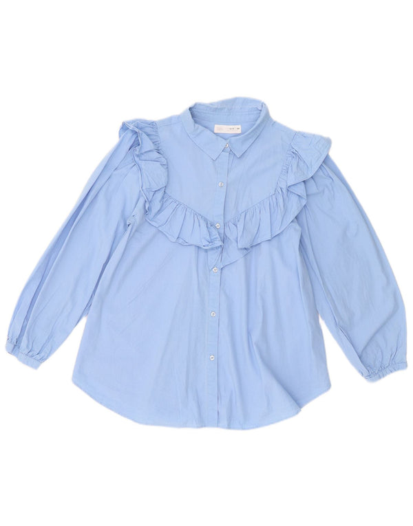 Zara Girls Ruffle πουκάμισο Μπροστινό Μπλούζα 13-14 ετών Μπλε