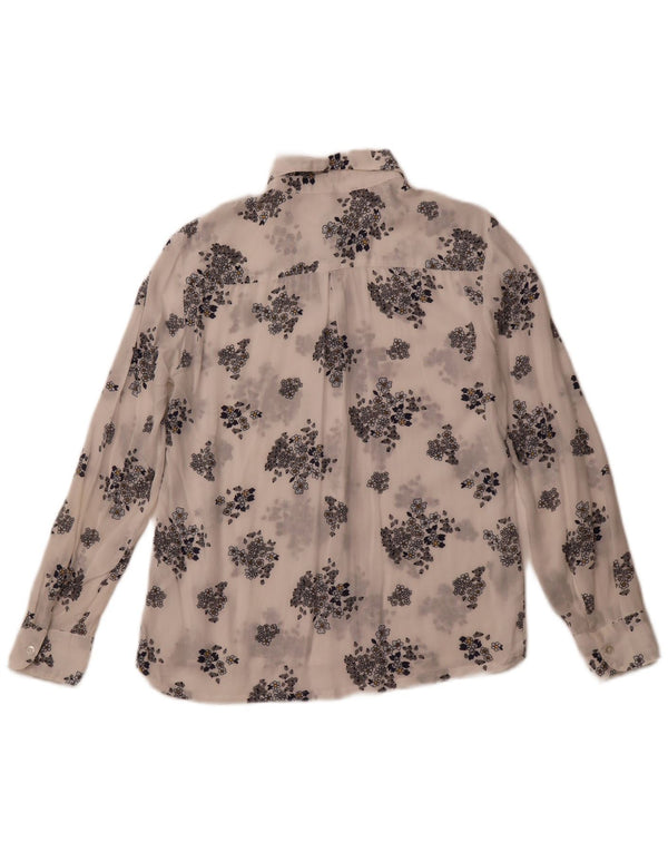 BENETTON Γυναικείο πουκάμισο See Through UK 6 XS White Floral Modal