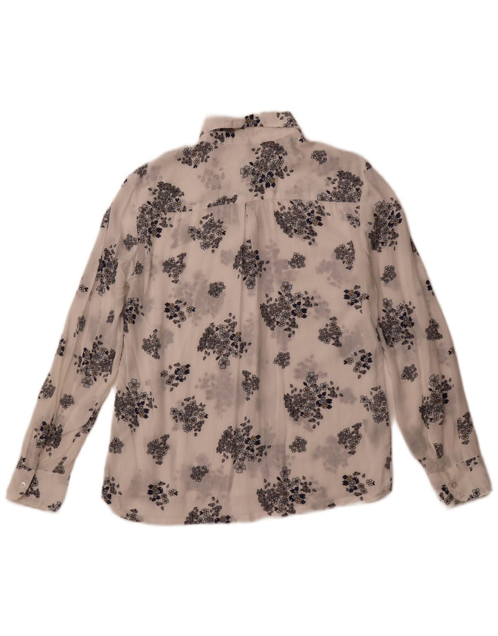 BENETTON Γυναικείο πουκάμισο See Through UK 6 XS White Floral Modal