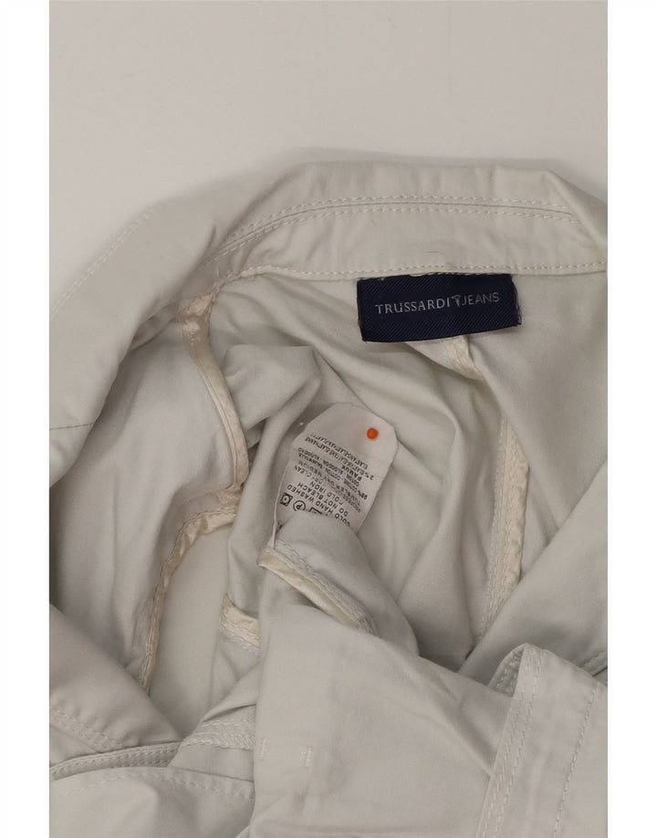 TRUSSARDI Γυναικείο Μπουφάν Blazer 3 Κουμπιών IT 40 Μικρό Λευκό Βαμβακερό