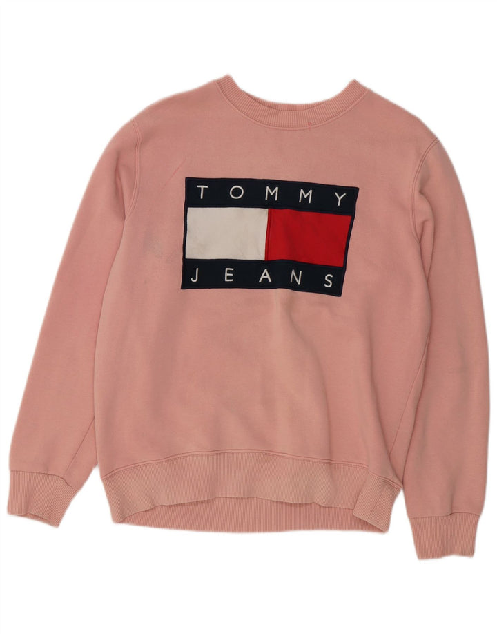 Γυναικείο γραφικό φούτερ TOMMY HILFIGER Jumper UK 14 Μεσαίο ροζ βαμβακερό