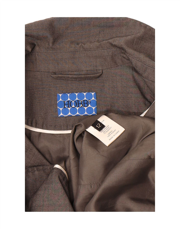 HOBBS Womens 3 Button Blazer Jacket UK 12 Medium Grey Viscose