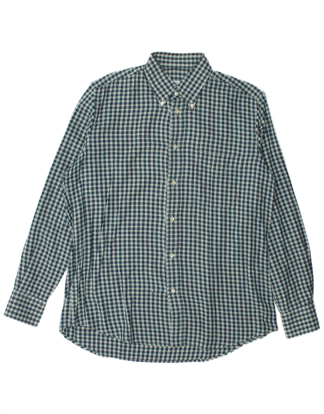 Ανδρικό φανελένιο πουκάμισο Vintage 40 Medium Navy Blue Gingham Cotton