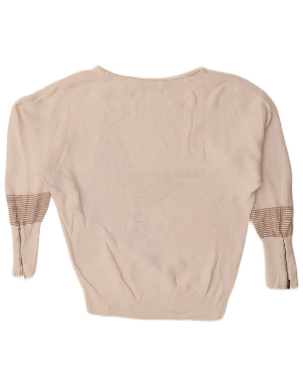 MINT VELVET Γυναικείο πουλόβερ υπερμεγέθη σκακιέρα με λαιμόκοψη UK 6 XS Λευκό ριγέ