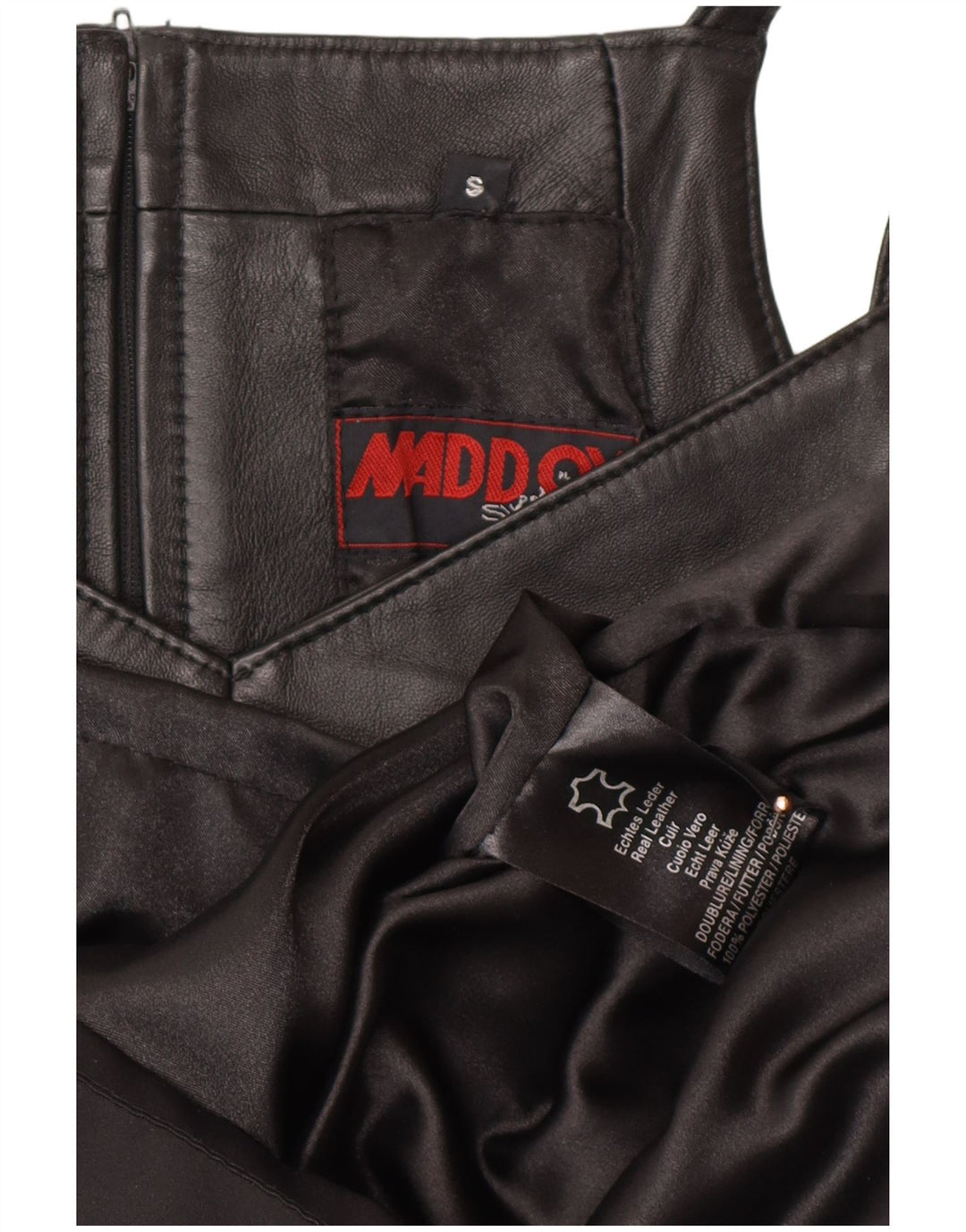 Γυναικείο αμάνικο δερμάτινο φόρεμα MADDOX UK 10 Small Black Leather