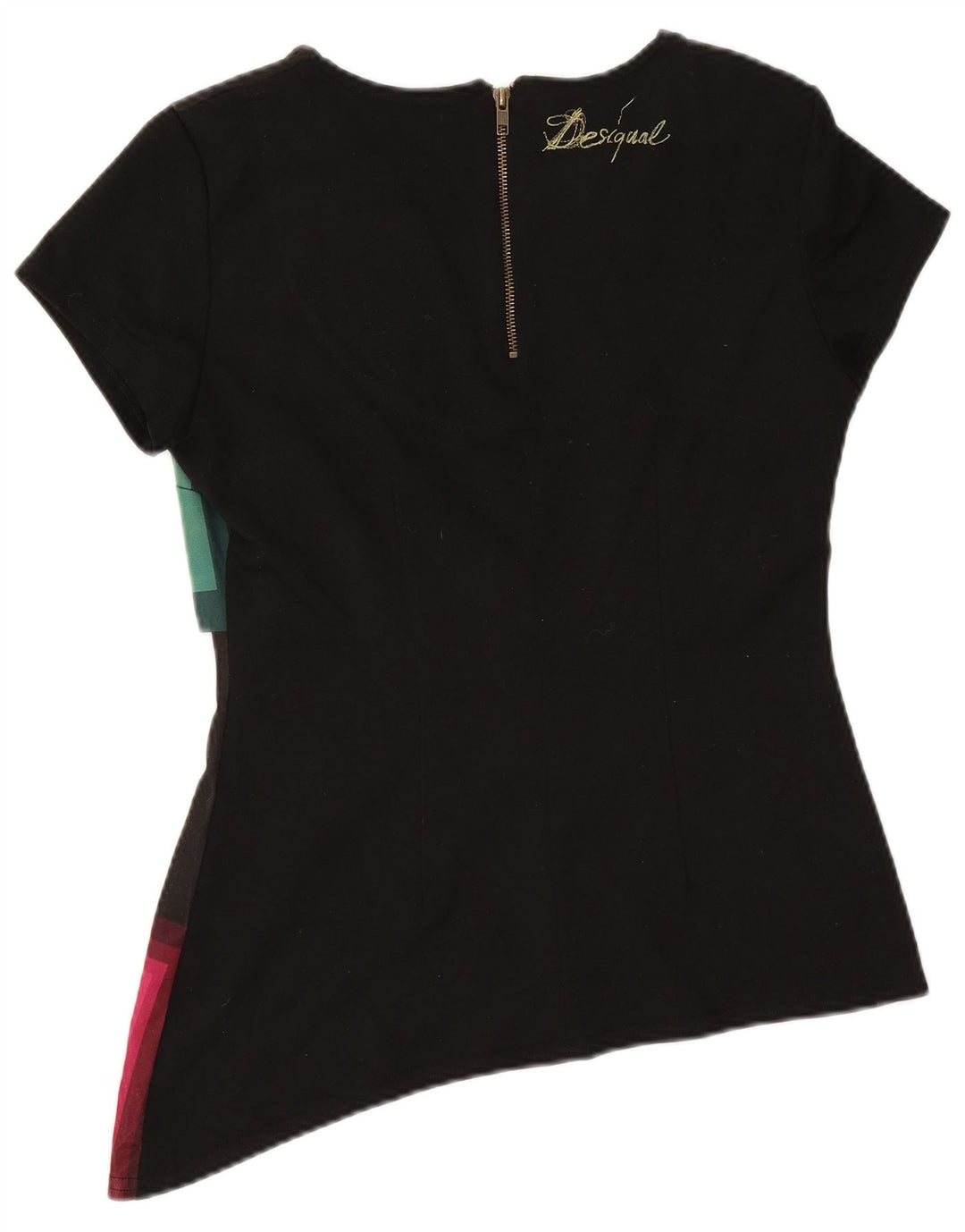 Γυναικεία ασύμμετρη μπλούζα Desigual Top UK 14 Large Black Geometric