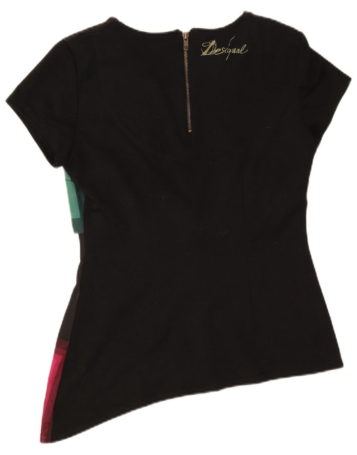 Γυναικεία ασύμμετρη μπλούζα Desigual Top UK 14 Large Black Geometric