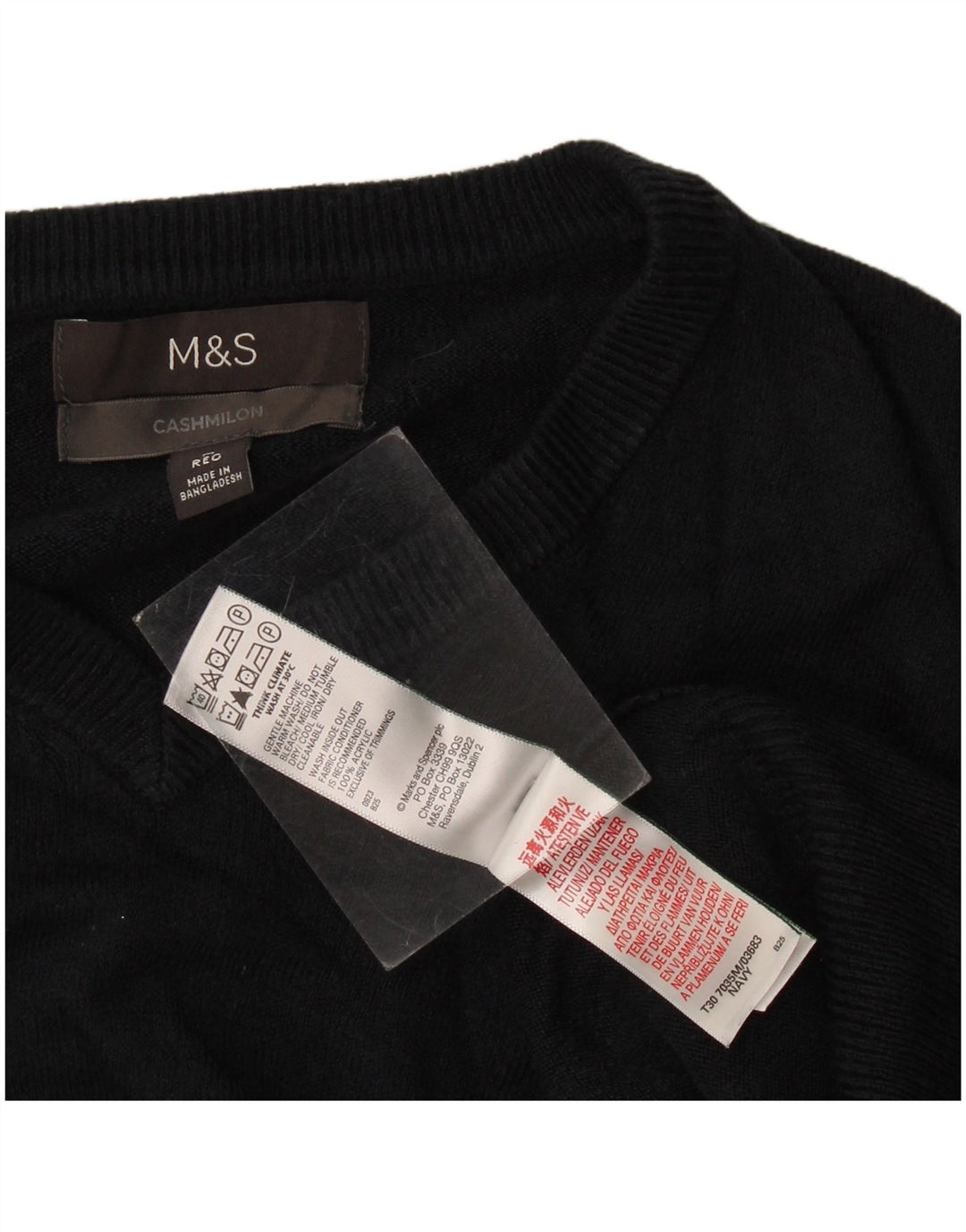 Marks & Spencer Ανδρικό πουλόβερ με λαιμόκοψη με λαιμόκοψη με μεσαίο μπλε ακρυλικό