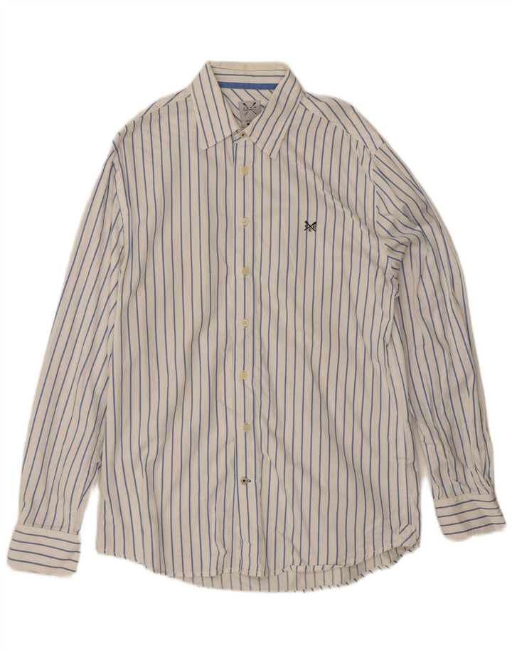 Ανδρικό πουκάμισο Crew Clothing Tailored Fit, μεσαίο λευκό βαμβακερό ριγέ