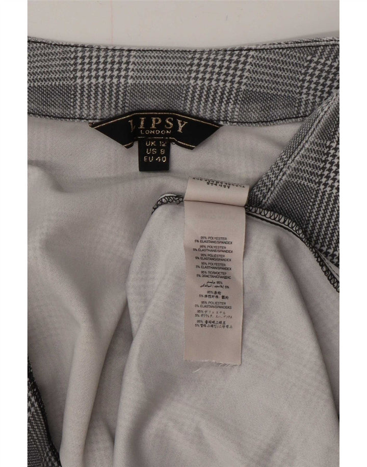 Lipsy Womens Open Cardigan Top 12 Medium Grey Check Polyester