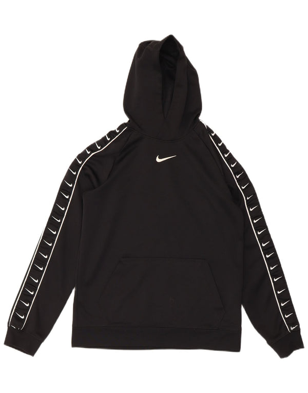 Nike Boys Graphic Hoodie Jumper 12-13 Years Large Black Polyester Sports