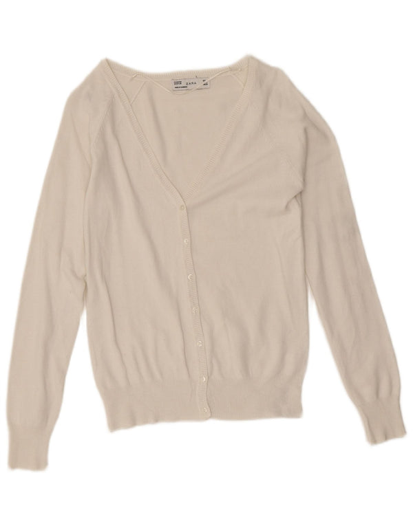 Zara Γυναικεία Ζακέτα UK 10 Small White Cotton