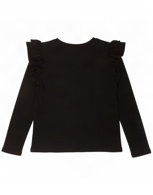 Zara Γυναικεία μπλούζα μακρυμάνικη UK 14 Large Black Cotton