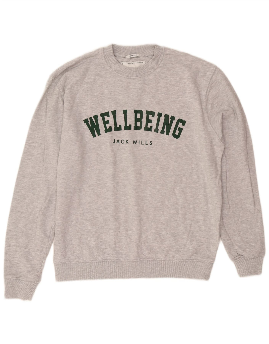 Jack Wills Ανδρικό φούτερ με γραφικά, χαλαρή εφαρμογή, μεσαίο γκρι φλύκταινα