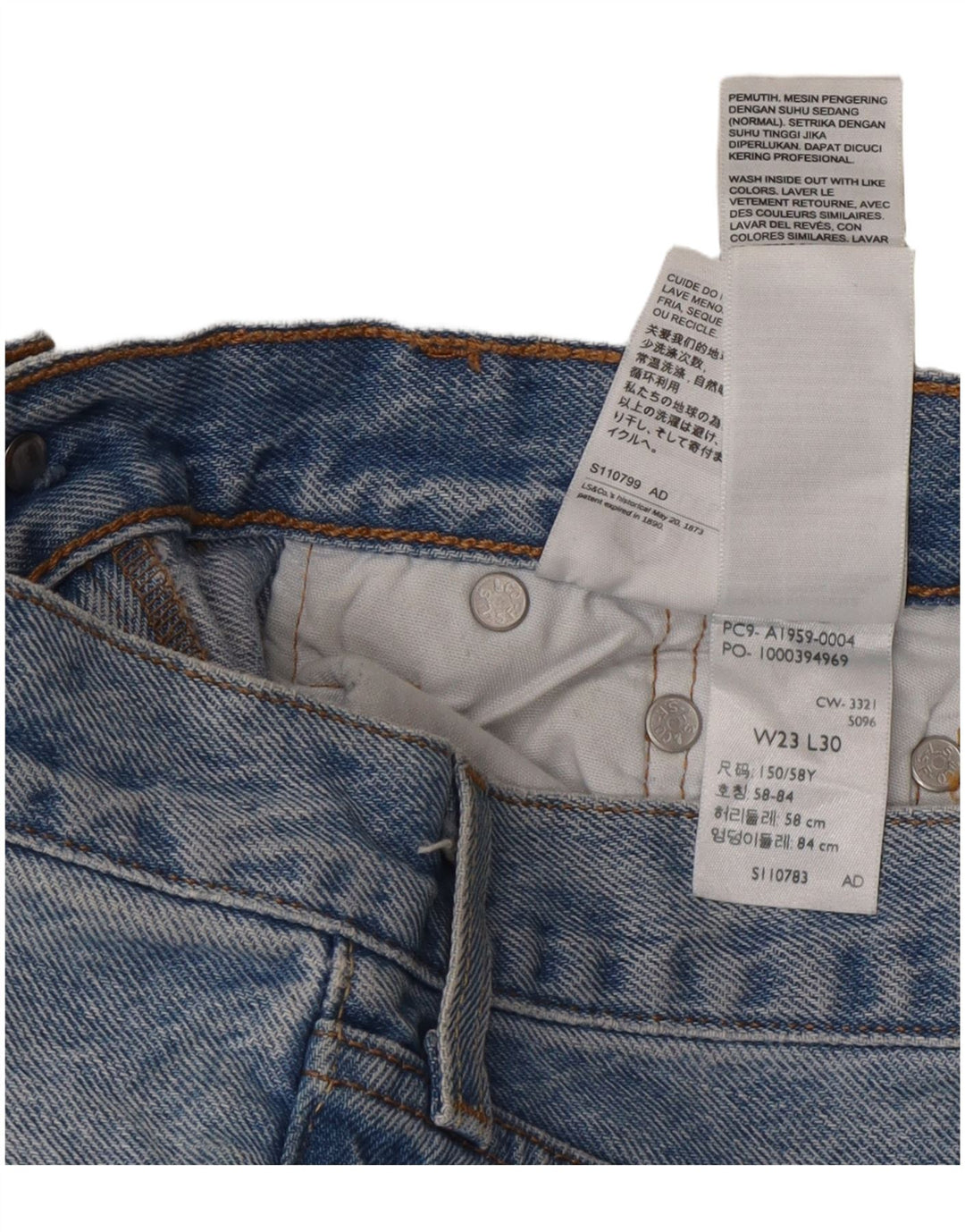 Levi's Womens 501 Distressed Straight Jeans W23 L30 Blue Cotton