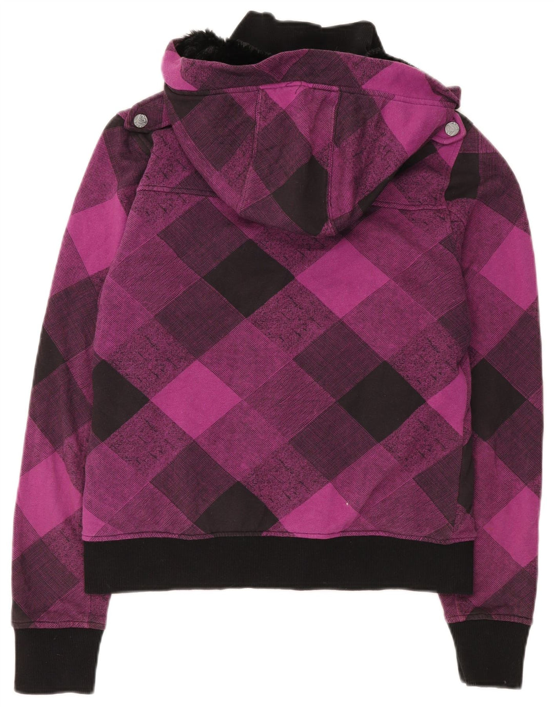 Γυναικείο Roxy Hooded Bomber Jacket UK 12 Medium Purple Check Cotton