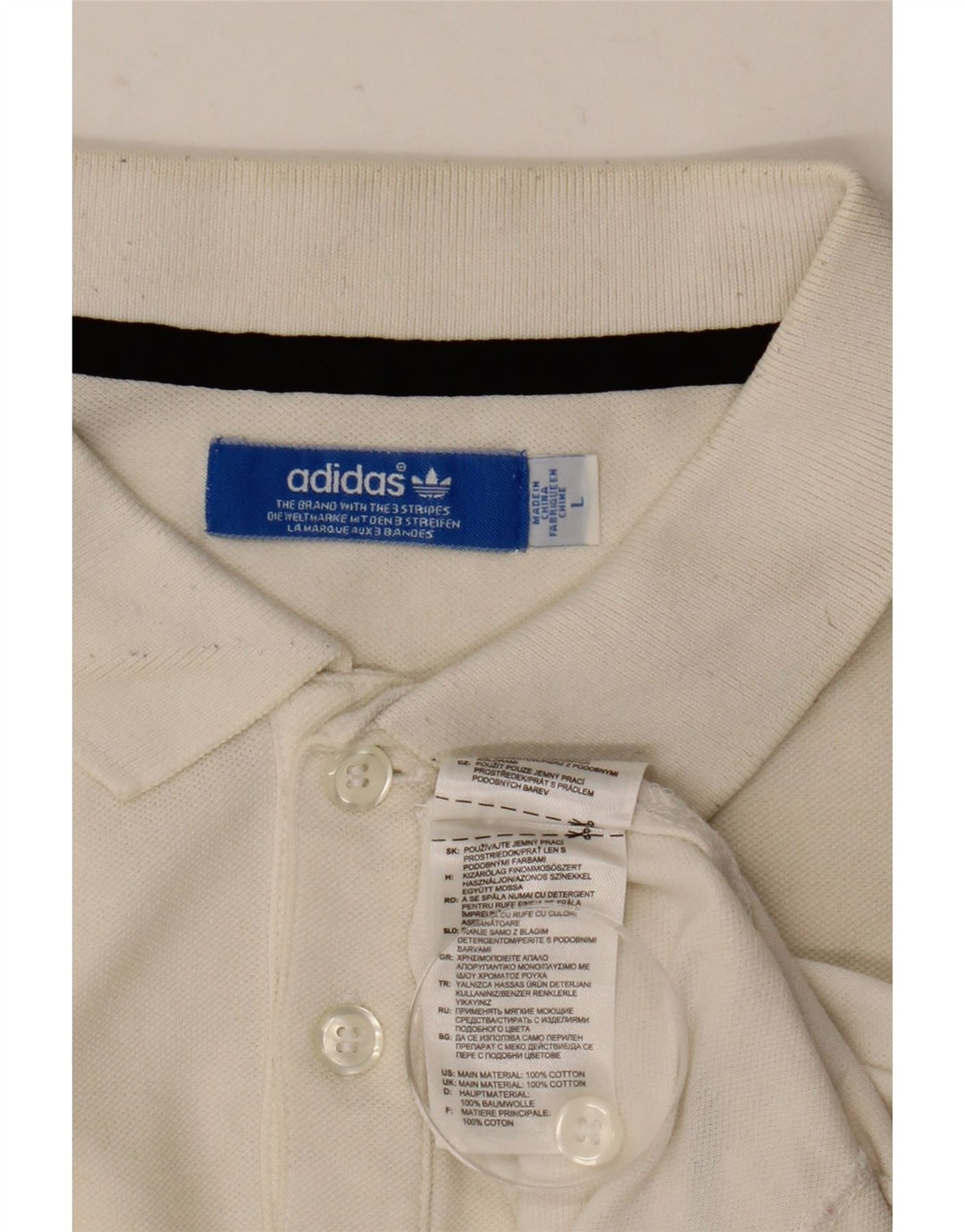 Ανδρικό πουκάμισο πόλο Adidas μεγάλο λευκό βαμβακερό