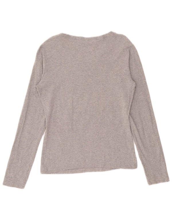 Moschino Womens Graphic Top Long Sleeve UK 14 Large Grey Flecked
