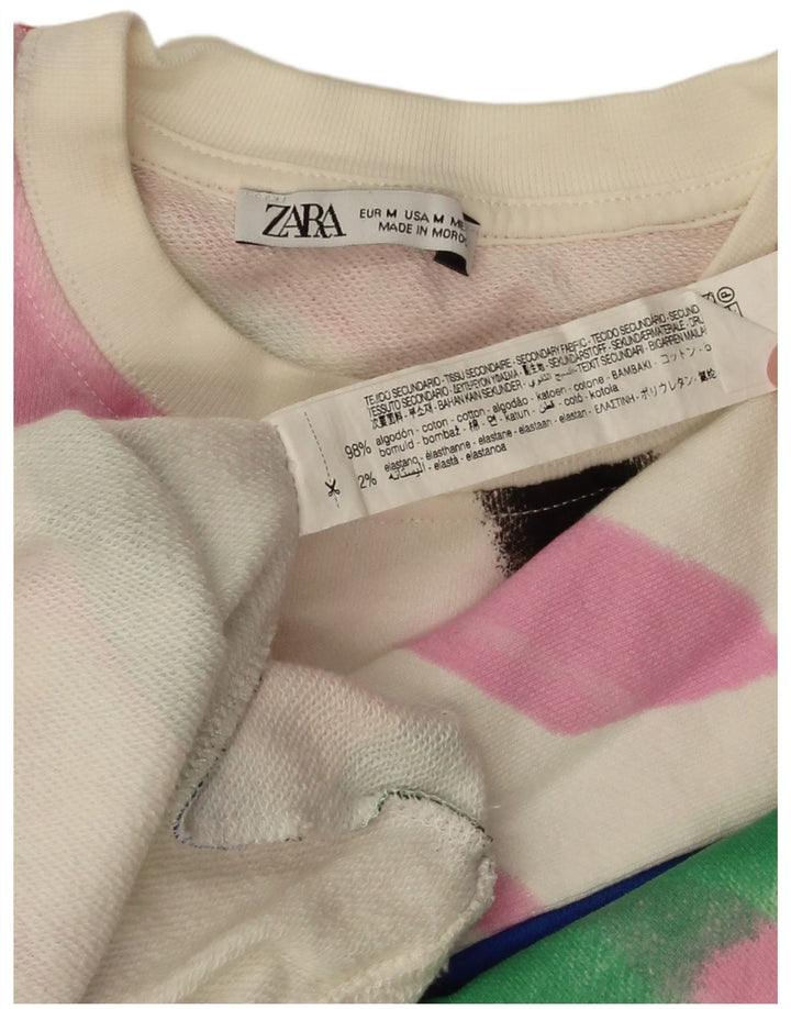 Zara Γυναικείο Φούτερ με γραφικό μεγάλο μέγεθος Jumper UK 14 Medium White Floral
