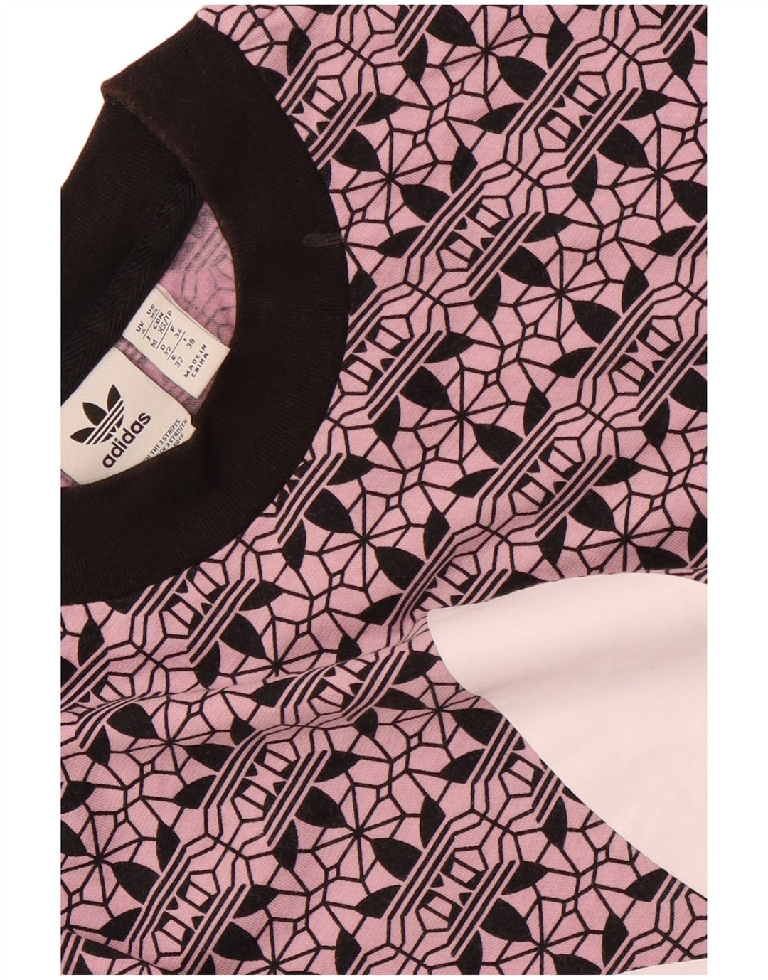 Γυναικείο γραφικό μπλουζάκι ADIDAS Oversized Crop Top UK 6 XS Μωβ βαμβακερό