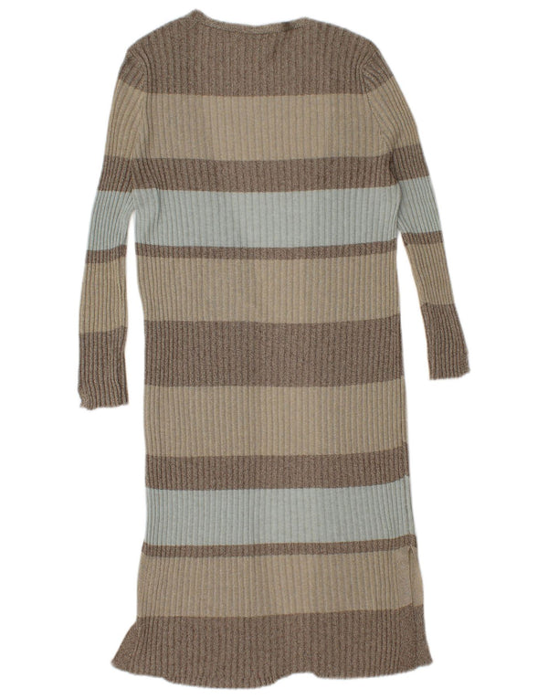 Zara Womens Longline Cardigan Sweater UK 12 Medium Multicoloured Striped