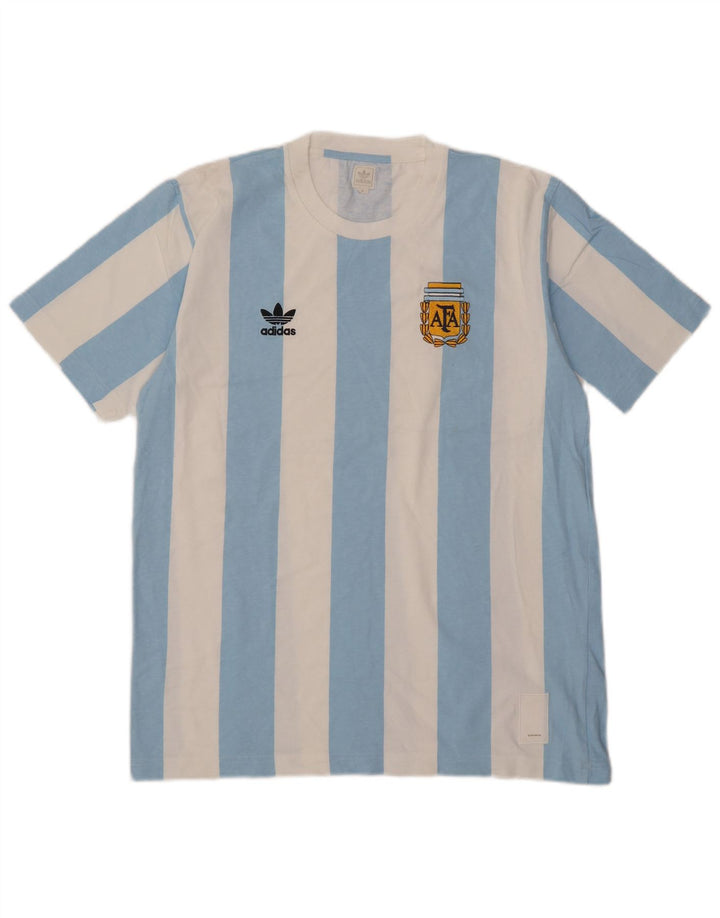 Ανδρικό γραφικό T-Shirt Adidas Top Βαμβακερό μεσαίο μπλε ριγέ