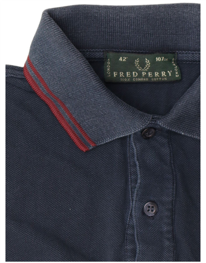 Fred Perry Ανδρικό μακρυμάνικο μπλουζάκι πόλο, μεσαίο μπλε βαμβακερό