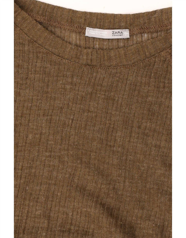 Zara γυναικείο τοπ μακρυμάνικο UK 14 Medium Khaki