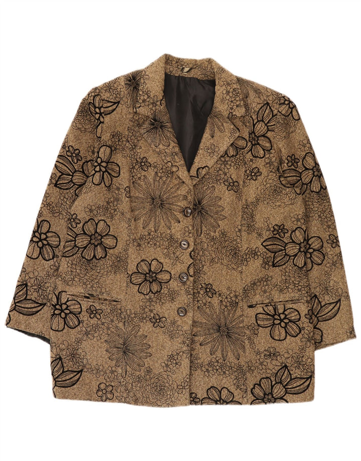 Vintage Γυναικείο Μπουφάν Blazer με 4 Κουμπιά IT 56 4XL Καφέ Floral