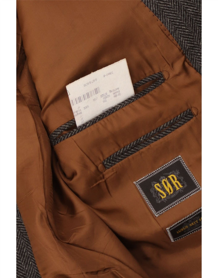 Vintage Ανδρικό τζάκετ με 2 κουμπιά σακάκι IT 56 3XL Γκρι μαλλί ψαροκόκαλο