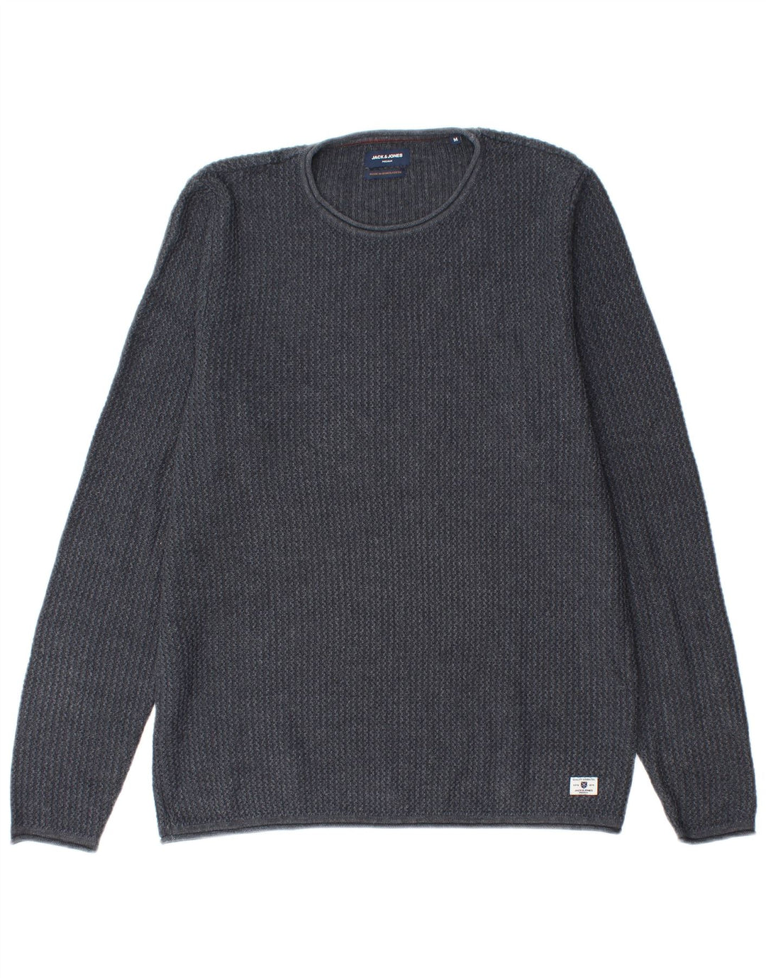Jack & Jones Ανδρικό πουλόβερ με λαιμόκοψη μεσαίου μπλε βαμβακερό