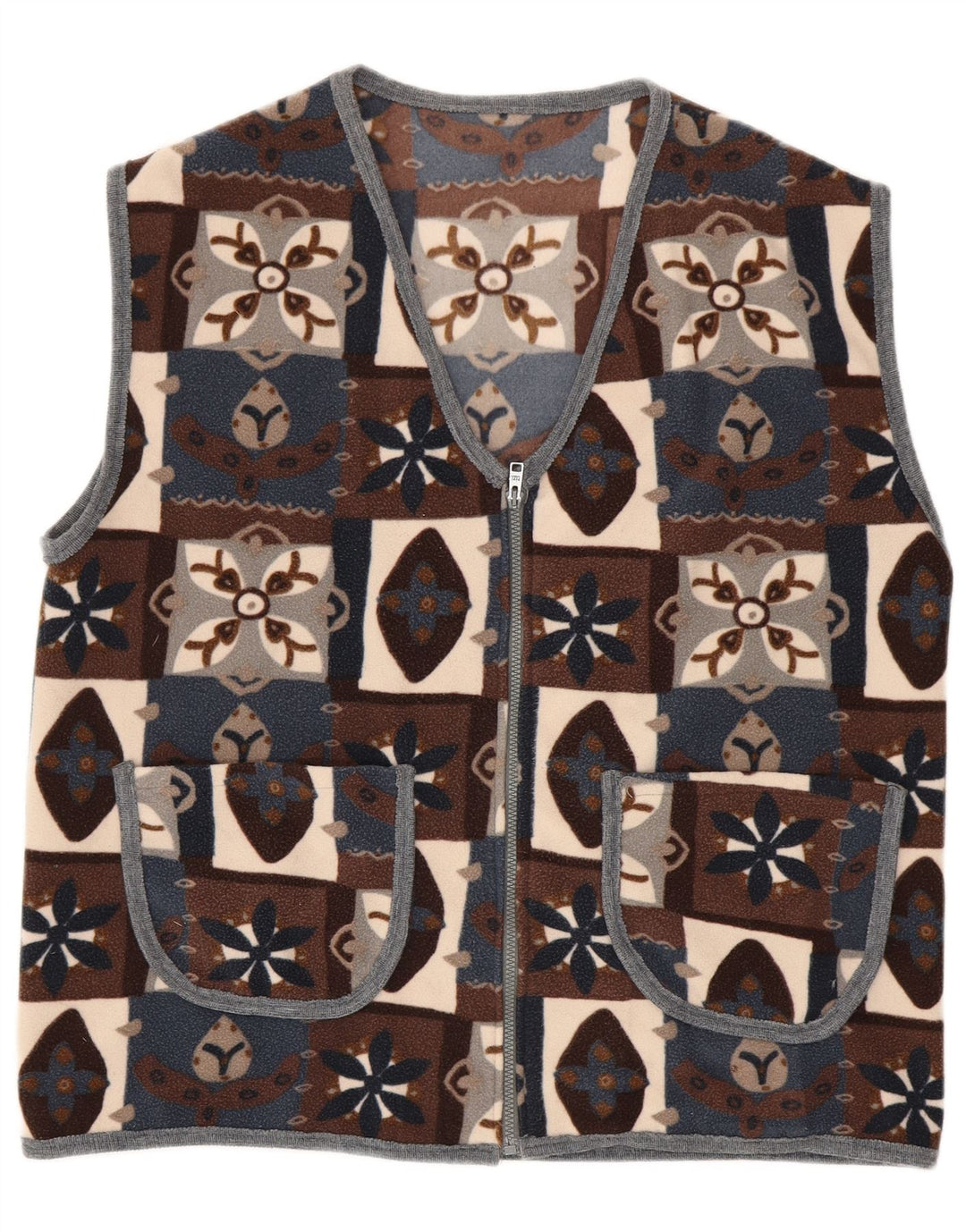 Vintage Mens Fleece Gilet UK 40 Μεγάλο πολύχρωμο συνονθύλευμα