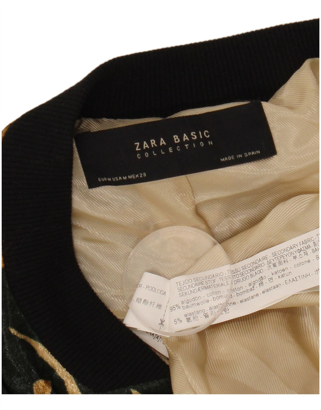 ZARA Γυναικείο Bomber Jacket UK 14 Μεσαίο πράσινο φλοράλ βαμβακερό