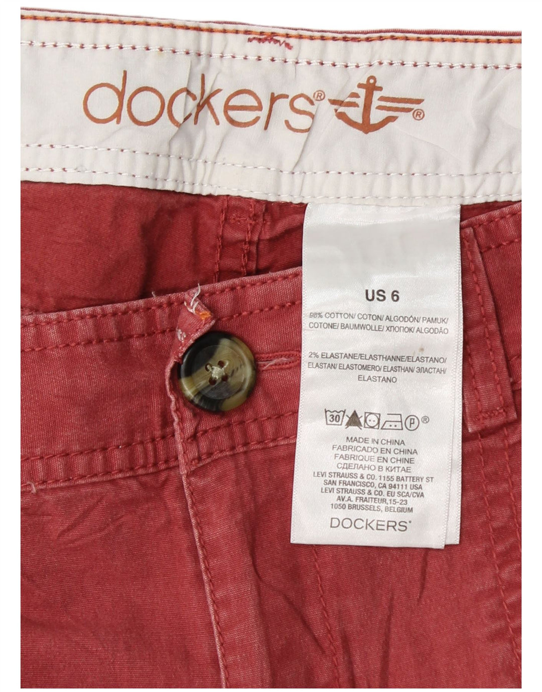 DOCKERS Γυναικείο Slim παντελόνι Chino US 6 Medium W30 L30 Ροζ βαμβακερό