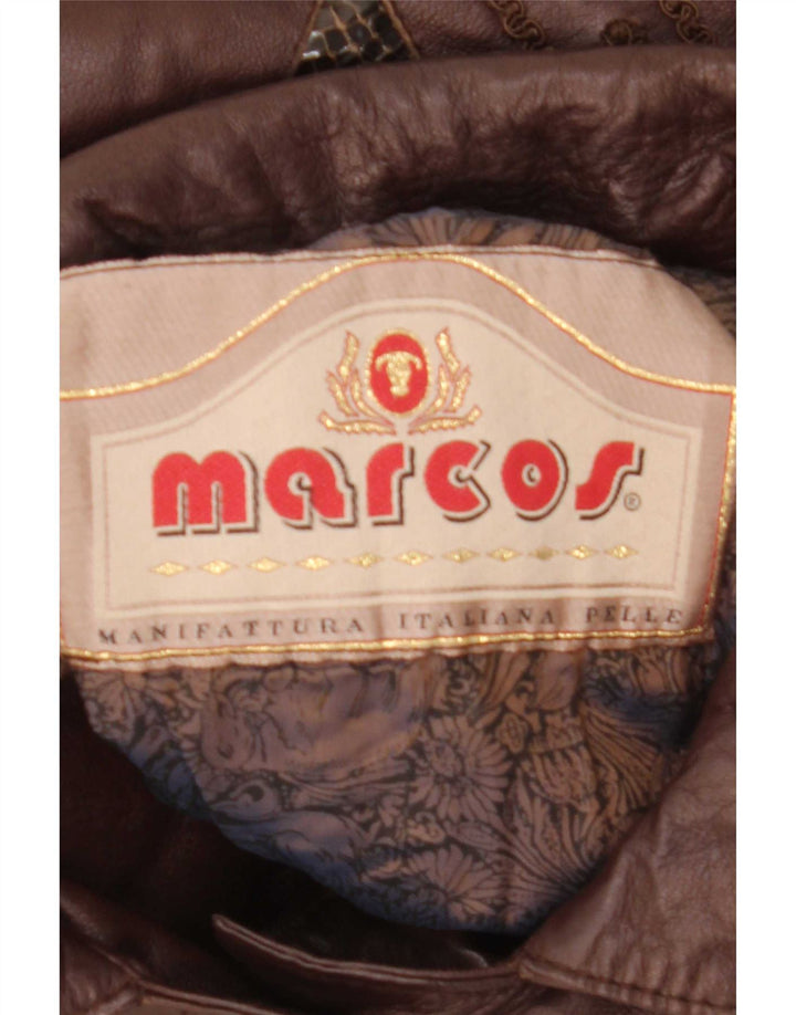 Marcos Γυναικείο Δερμάτινο Παλτό IT 40 Μικρό Καφέ Δερμάτινο