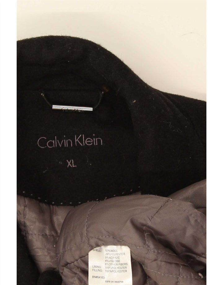 Calvin Klein Ανδρικό παλτό με διπλό στήθος UK 42 XL Μαύρο μαλλί