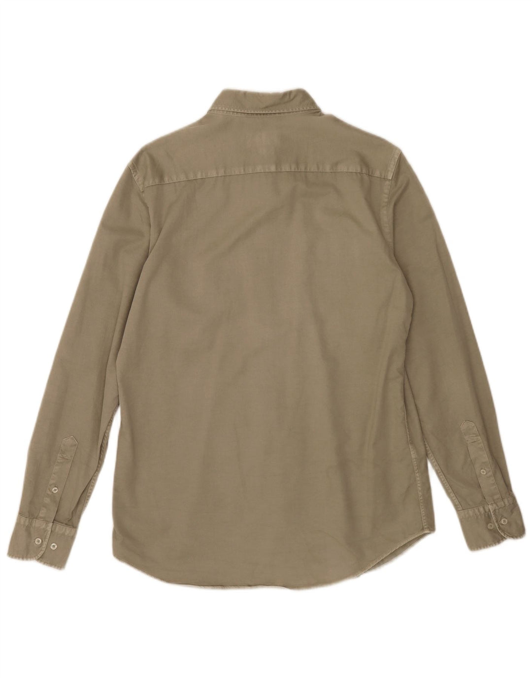 Ανδρικό πουκάμισο Massimo Dutti από μεσαίο χακί βαμβακερό